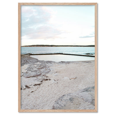 South Cronulla Rock Pool at Dusk - Art Print, Poster, Stretched Canvas, or Framed Wall Art Print, shown in a natural timber frame