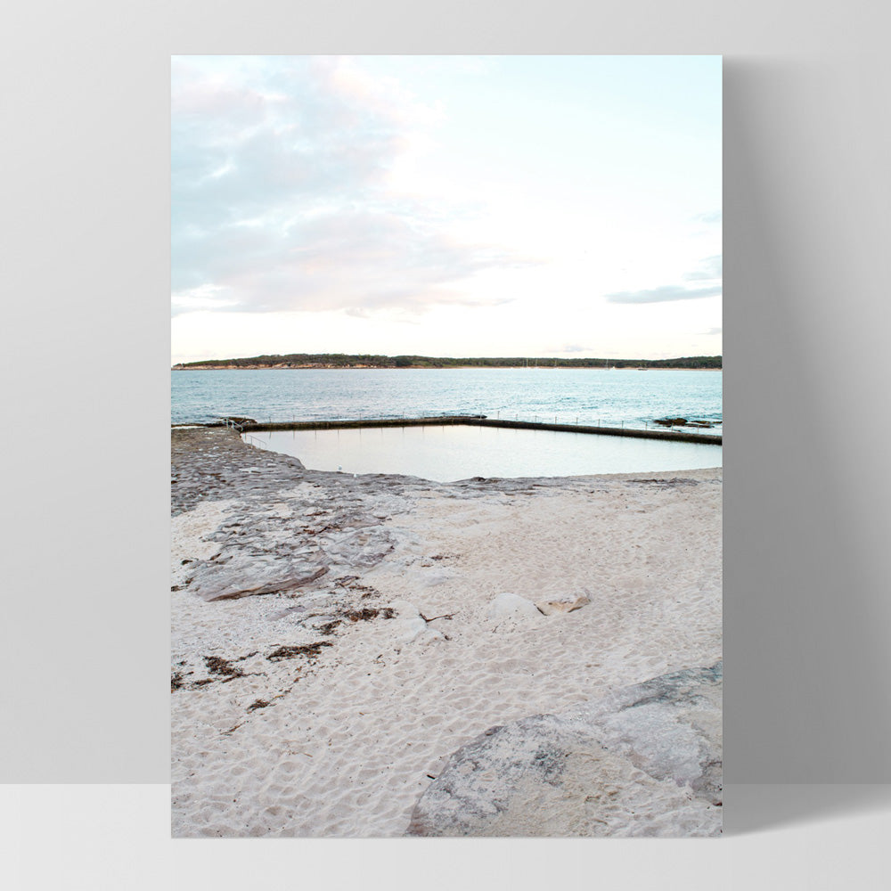 South Cronulla Rock Pool at Dusk - Art Print, Poster, Stretched Canvas, or Framed Wall Art Print, shown as a stretched canvas or poster without a frame