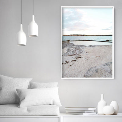 South Cronulla Rock Pool at Dusk - Art Print, Poster, Stretched Canvas or Framed Wall Art Prints, shown framed in a room