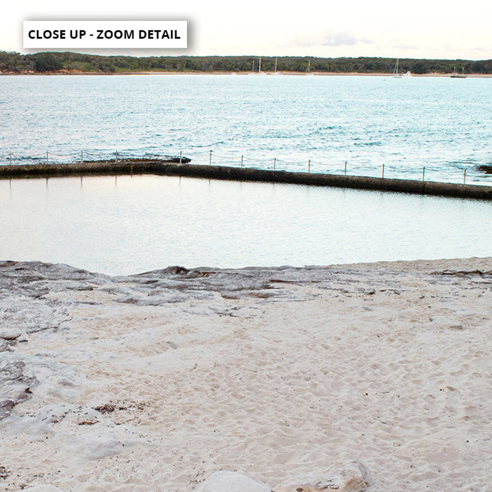South Cronulla Rock Pool at Dusk - Art Print, Poster, Stretched Canvas or Framed Wall Art, Close up View of Print Resolution