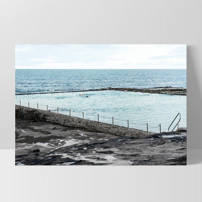 South Cronulla Rock Pool Landscape - Art Print, Poster, Stretched Canvas, or Framed Wall Art Print, shown as a stretched canvas or poster without a frame