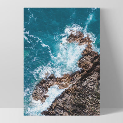 Rocky Coast from Above III  - Art Print, Poster, Stretched Canvas, or Framed Wall Art Print, shown as a stretched canvas or poster without a frame