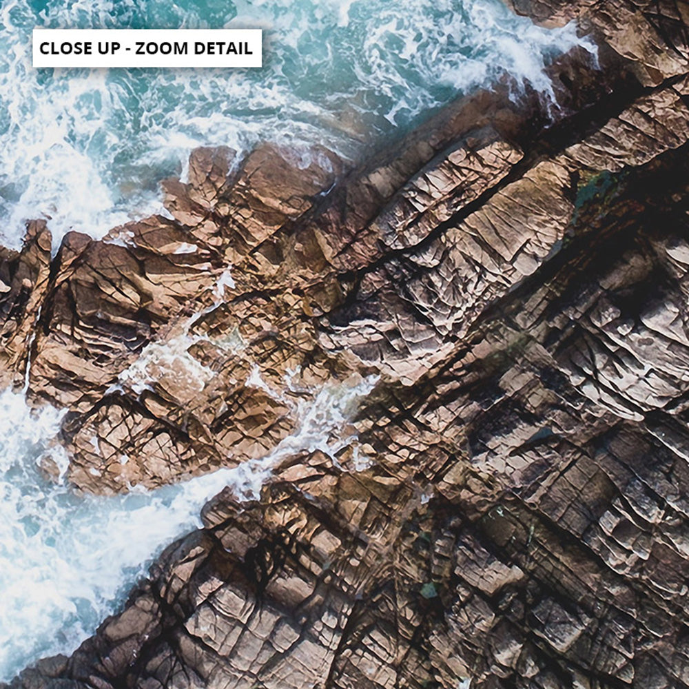 Rocky Coast from Above III  - Art Print, Poster, Stretched Canvas or Framed Wall Art, Close up View of Print Resolution