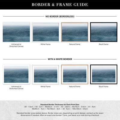 Deep Sea Ocean View in Landscape - Art Print, Poster, Stretched Canvas or Framed Wall Art, Showing White , Black, Natural Frame Colours, No Frame (Unframed) or Stretched Canvas, and With or Without White Borders