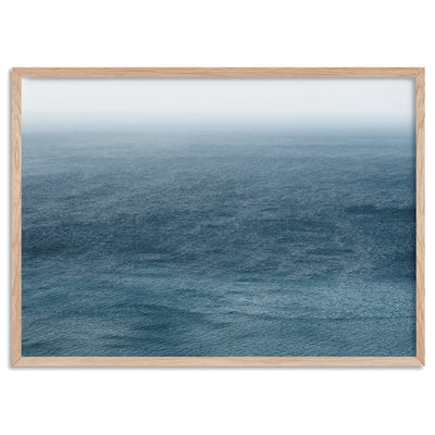 Deep Sea Ocean View in Landscape - Art Print, Poster, Stretched Canvas, or Framed Wall Art Print, shown in a natural timber frame
