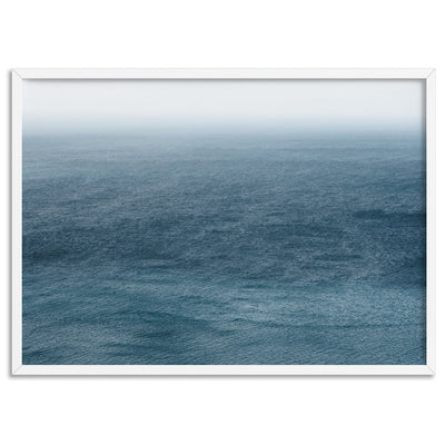 Deep Sea Ocean View in Landscape - Art Print, Poster, Stretched Canvas, or Framed Wall Art Print, shown in a white frame