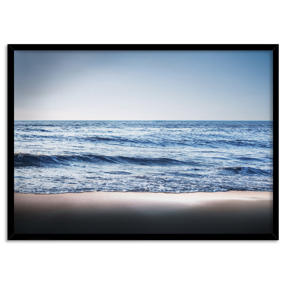Ocean Vibrance in Blues - Art Print, Poster, Stretched Canvas, or Framed Wall Art Print, shown in a black frame