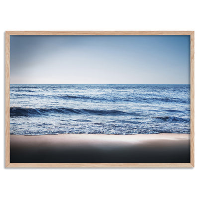 Ocean Vibrance in Blues - Art Print, Poster, Stretched Canvas, or Framed Wall Art Print, shown in a natural timber frame