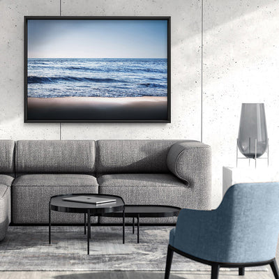 Ocean Vibrance in Blues - Art Print, Poster, Stretched Canvas or Framed Wall Art, shown framed in a home interior space
