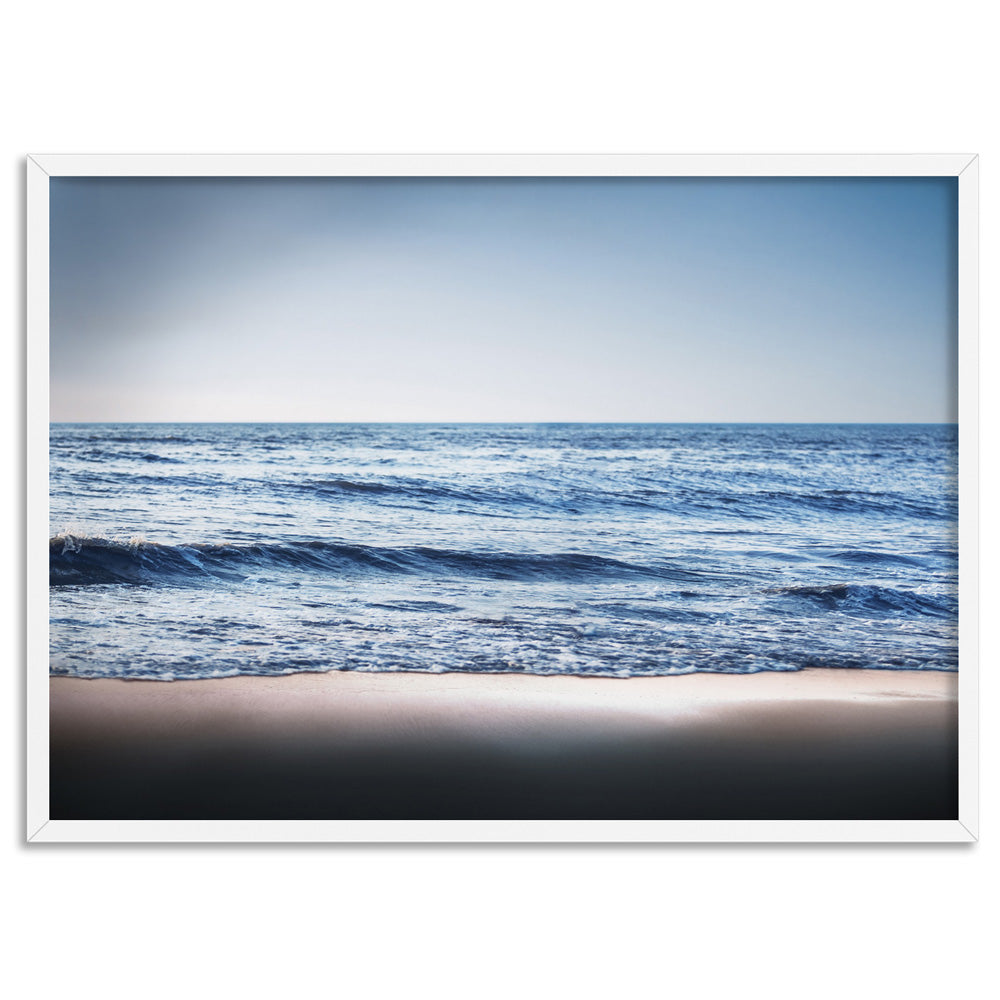 Ocean Vibrance in Blues - Art Print, Poster, Stretched Canvas, or Framed Wall Art Print, shown in a white frame