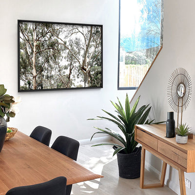 Among the Gumtrees - Art Print, Poster, Stretched Canvas or Framed Wall Art, shown framed in a home interior space