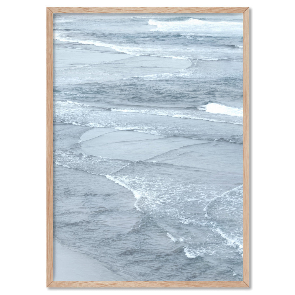 Beach Tides in Bondi - Art Print, Poster, Stretched Canvas, or Framed Wall Art Print, shown in a natural timber frame