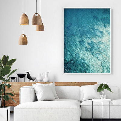 From Above | Coral Reef I - Art Print, Poster, Stretched Canvas or Framed Wall Art Prints, shown framed in a room