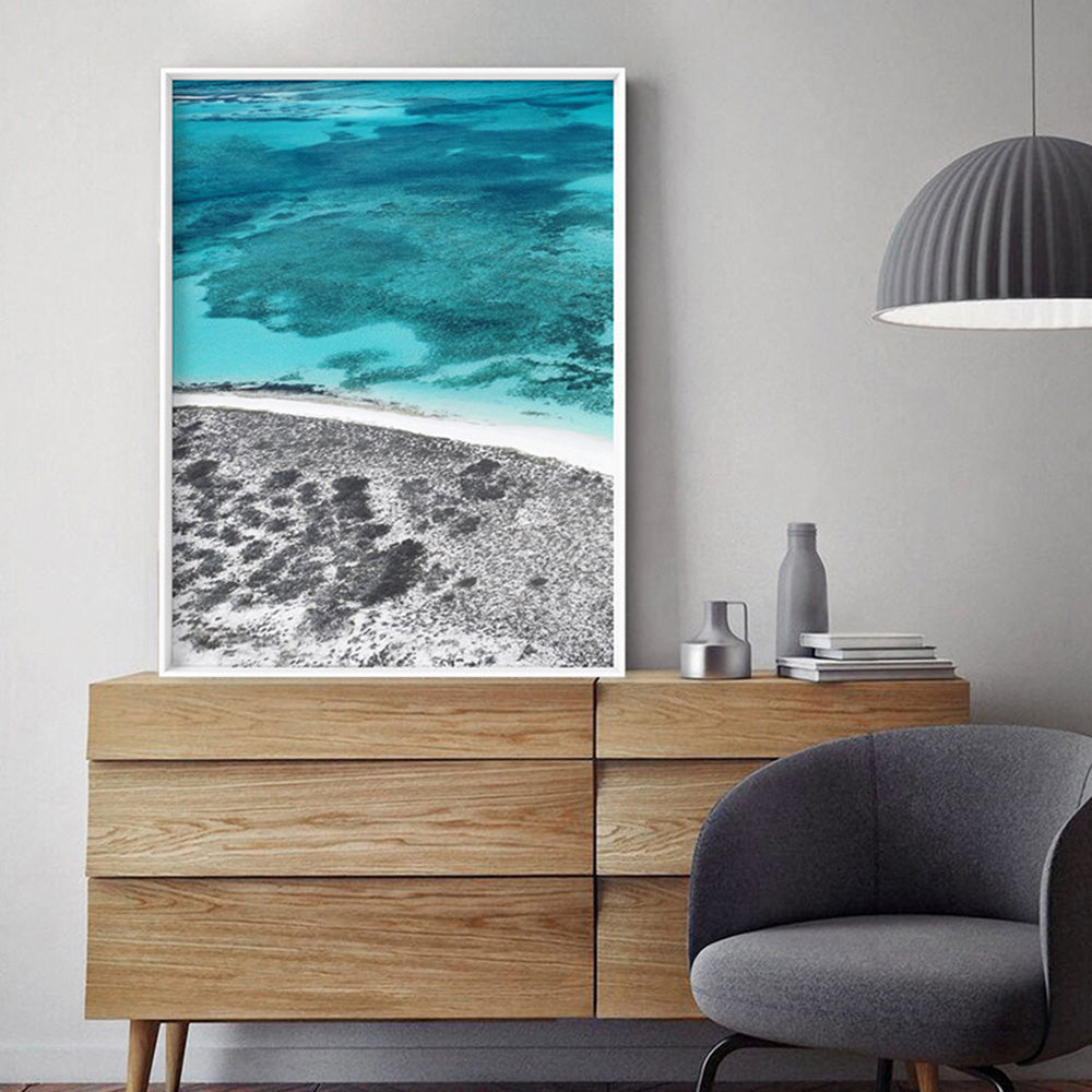 Reef Edge I - Art Print, Poster, Stretched Canvas or Framed Wall Art Prints, shown framed in a room