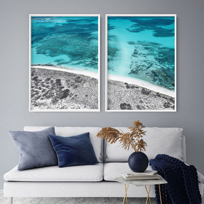 Reef Edge I - Art Print, Poster, Stretched Canvas or Framed Wall Art, shown framed in a home interior space