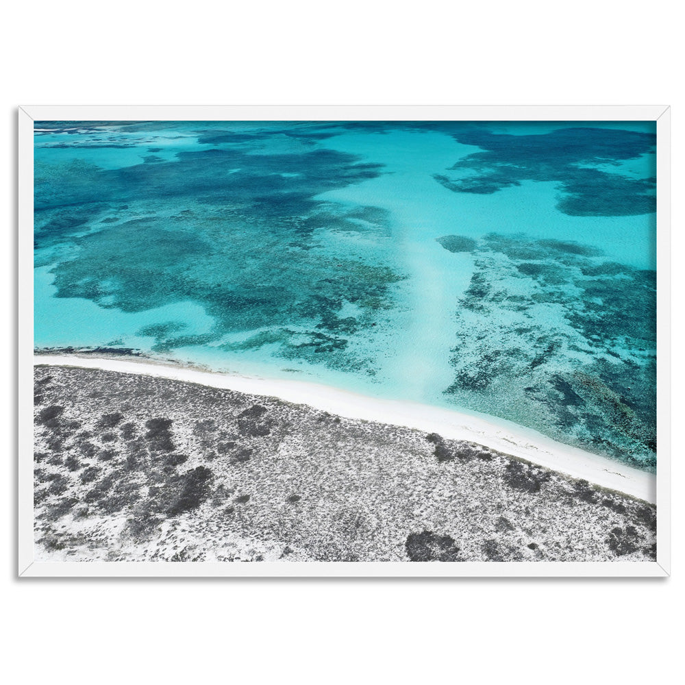 Reef Edge Landscape - Art Print, Poster, Stretched Canvas, or Framed Wall Art Print, shown in a white frame