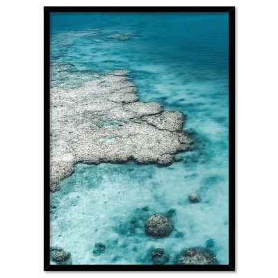From Above | Coral Reef II - Art Print, Poster, Stretched Canvas, or Framed Wall Art Print, shown in a black frame
