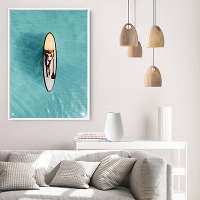 Longboard From Above - Art Print, Poster, Stretched Canvas or Framed Wall Art Prints, shown framed in a room