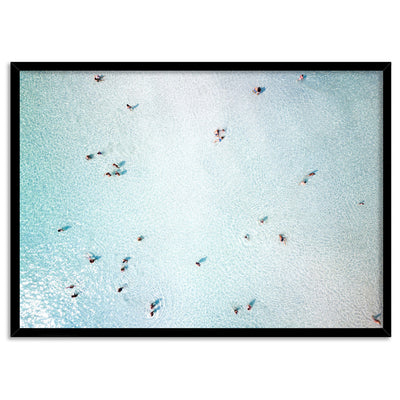 Aerial Summer Beach II - Art Print, Poster, Stretched Canvas, or Framed Wall Art Print, shown in a black frame