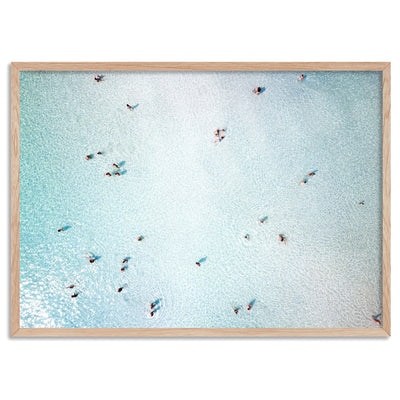 Aerial Summer Beach II - Art Print, Poster, Stretched Canvas, or Framed Wall Art Print, shown in a natural timber frame