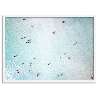 Aerial Summer Beach II - Art Print, Poster, Stretched Canvas, or Framed Wall Art Print, shown in a white frame