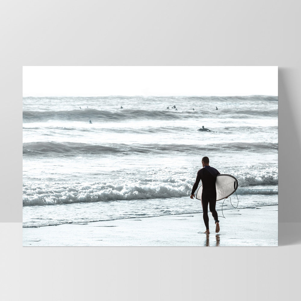 Into the Surf - Art Print, Poster, Stretched Canvas, or Framed Wall Art Print, shown as a stretched canvas or poster without a frame