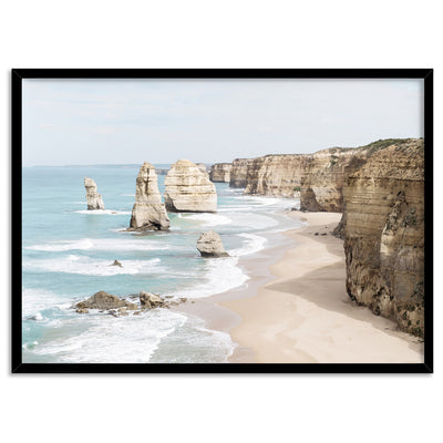 The Twelve Apostles I - Art Print, Poster, Stretched Canvas, or Framed Wall Art Print, shown in a black frame