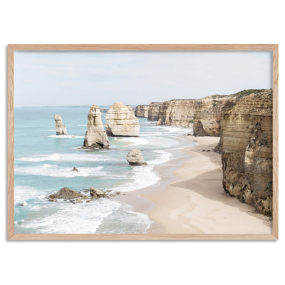 The Twelve Apostles I - Art Print, Poster, Stretched Canvas, or Framed Wall Art Print, shown in a natural timber frame