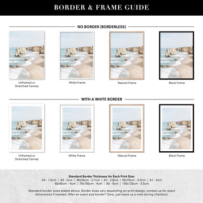 The Twelve Apostles III - Art Print, Poster, Stretched Canvas or Framed Wall Art, Showing White , Black, Natural Frame Colours, No Frame (Unframed) or Stretched Canvas, and With or Without White Borders
