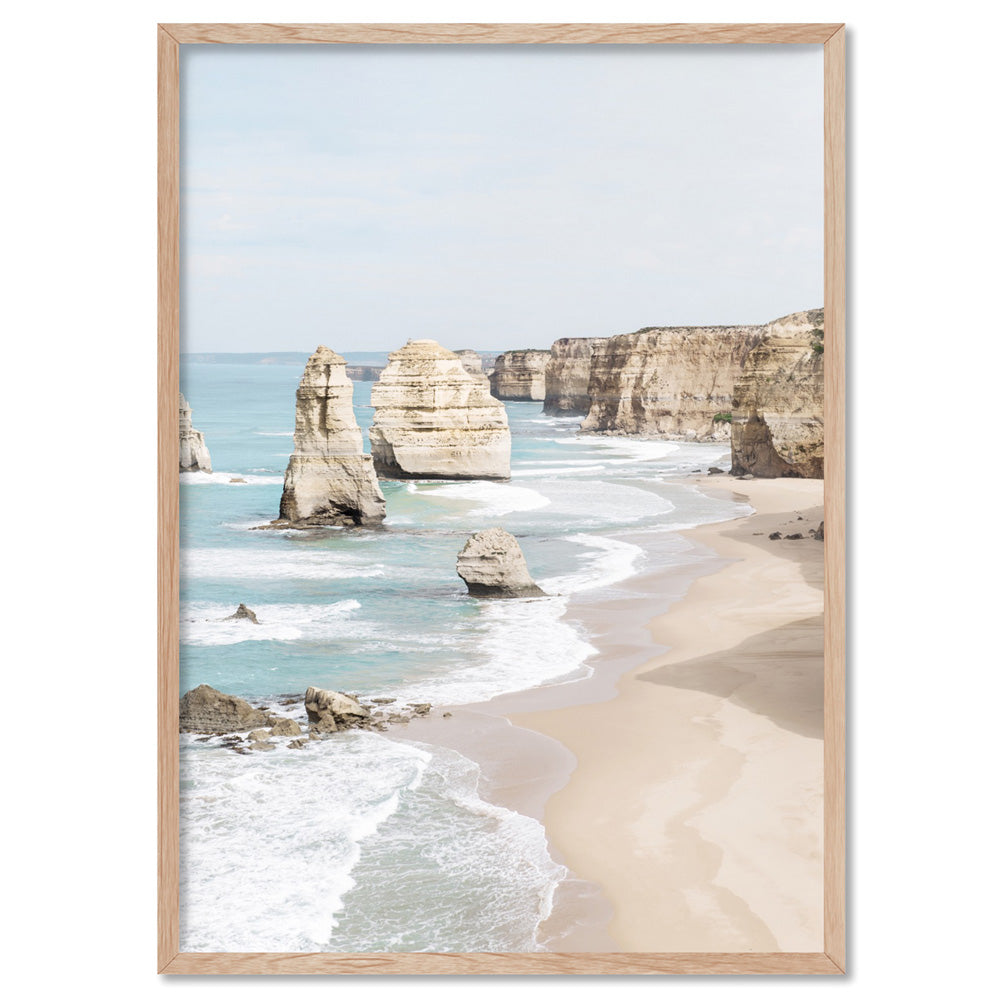 The Twelve Apostles III - Art Print, Poster, Stretched Canvas, or Framed Wall Art Print, shown in a natural timber frame