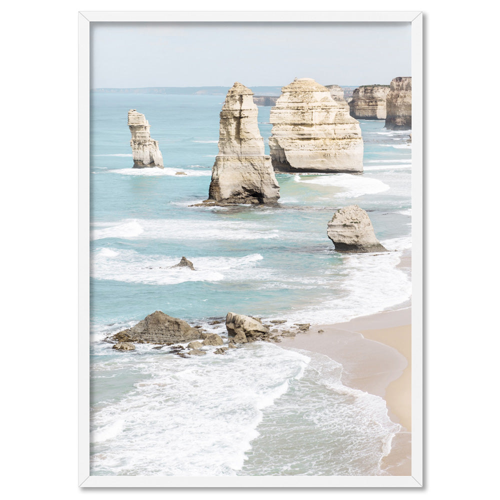 The Twelve Apostles IV - Art Print, Poster, Stretched Canvas, or Framed Wall Art Print, shown in a white frame