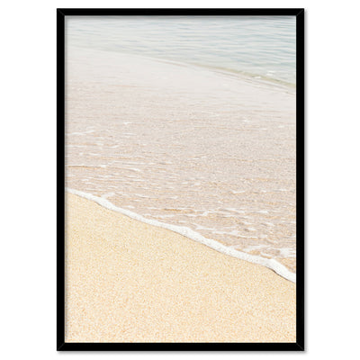 Sand and Sea View - Art Print, Poster, Stretched Canvas, or Framed Wall Art Print, shown in a black frame