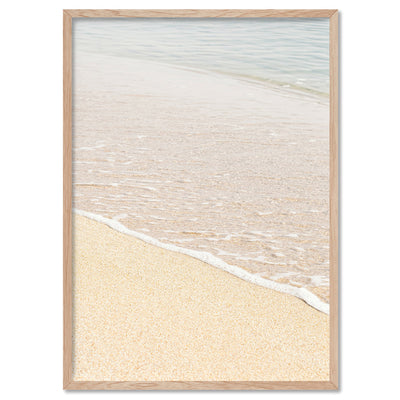 Sand and Sea View - Art Print, Poster, Stretched Canvas, or Framed Wall Art Print, shown in a natural timber frame