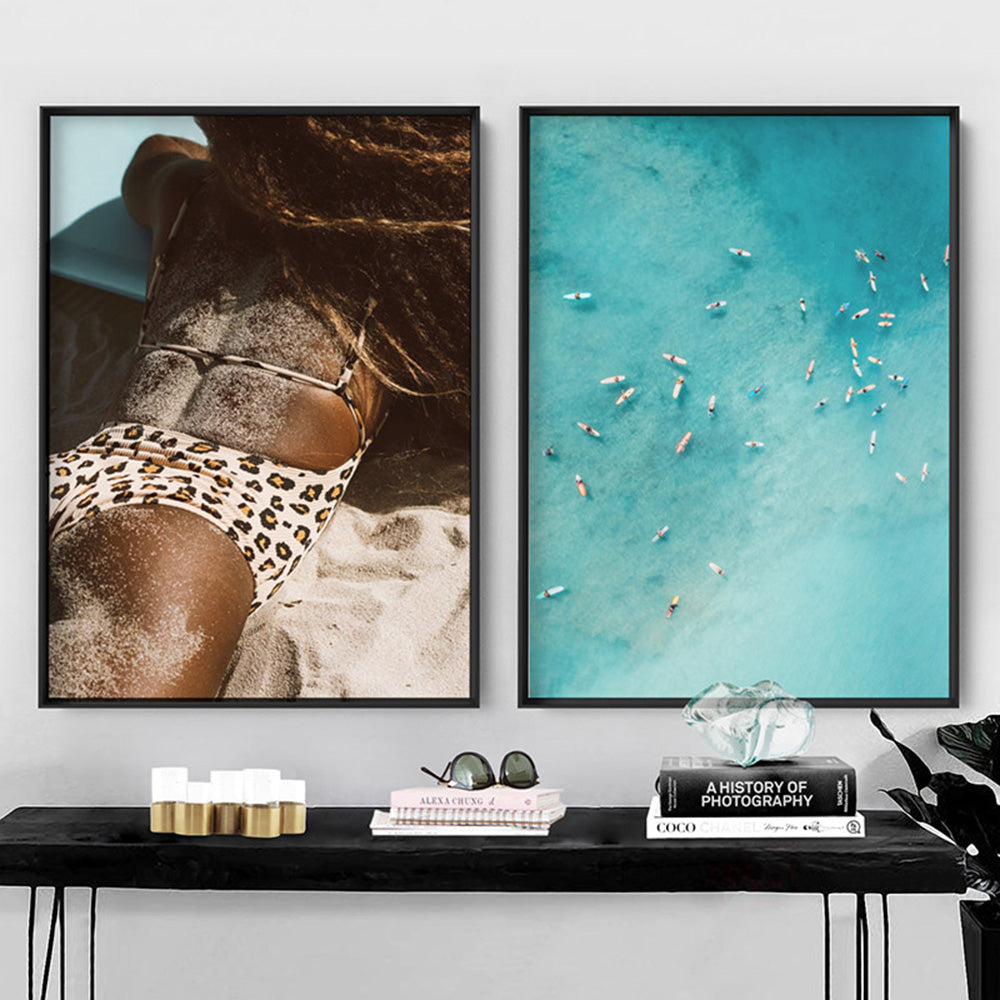 Leo on the Beach I - Art Print, Poster, Stretched Canvas or Framed Wall Art, shown framed in a home interior space