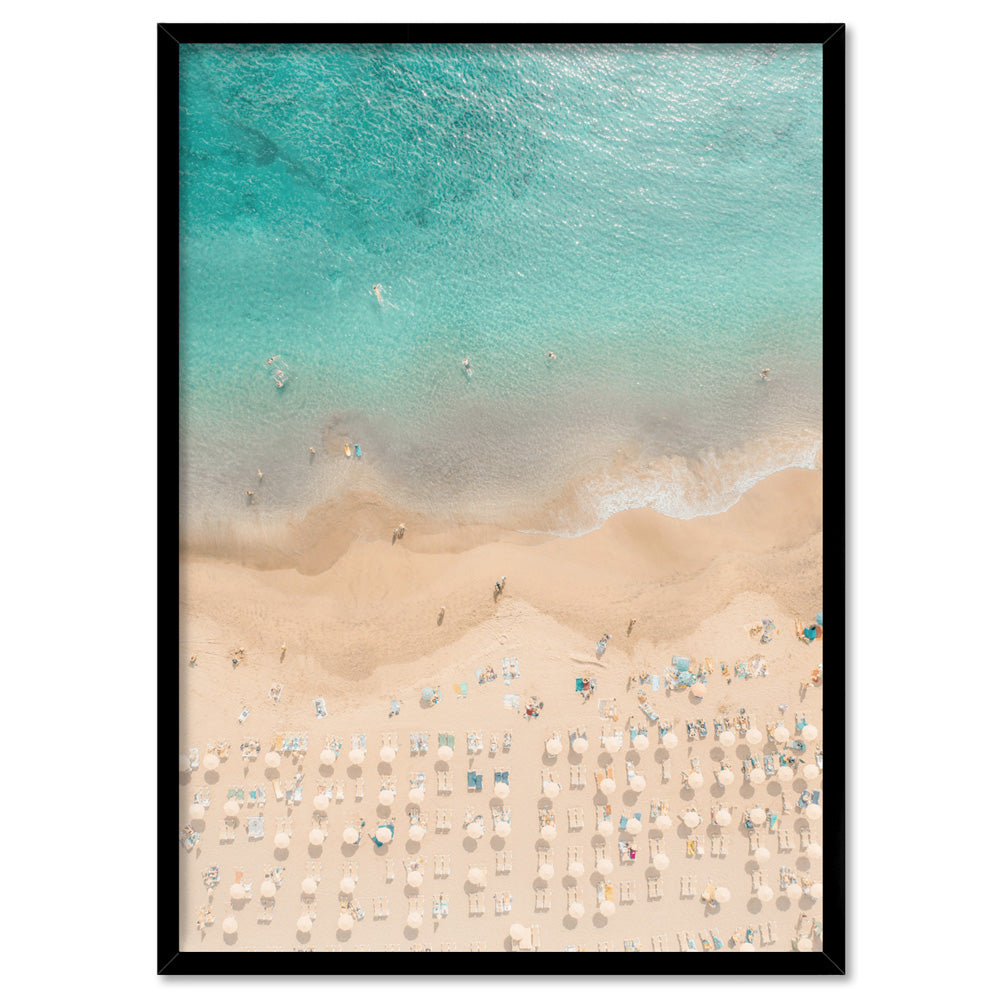 Sunbathers on Beach II - Art Print, Poster, Stretched Canvas, or Framed Wall Art Print, shown in a black frame