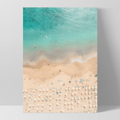 Sunbathers on Beach II - Art Print, Poster, Stretched Canvas, or Framed Wall Art Print, shown as a stretched canvas or poster without a frame