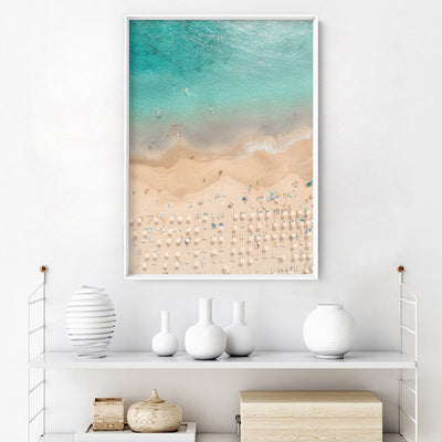 Sunbathers on Beach II - Art Print, Poster, Stretched Canvas or Framed Wall Art Prints, shown framed in a room