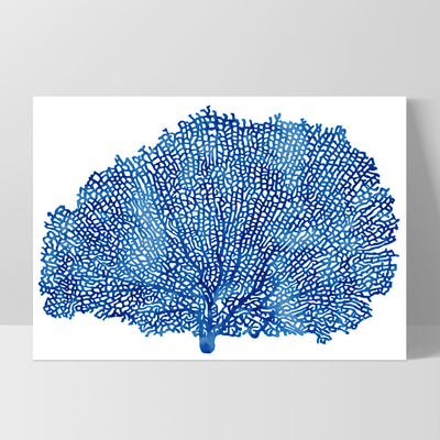 Coral Sea Fan Blue - Art Print, Poster, Stretched Canvas, or Framed Wall Art Print, shown as a stretched canvas or poster without a frame