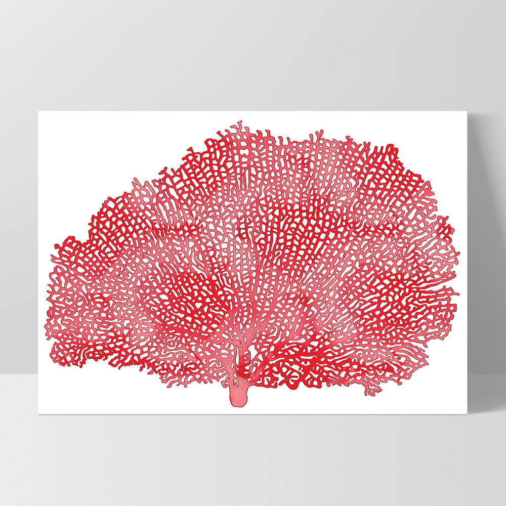 Coral Sea Fan Red - Art Print, Poster, Stretched Canvas, or Framed Wall Art Print, shown as a stretched canvas or poster without a frame