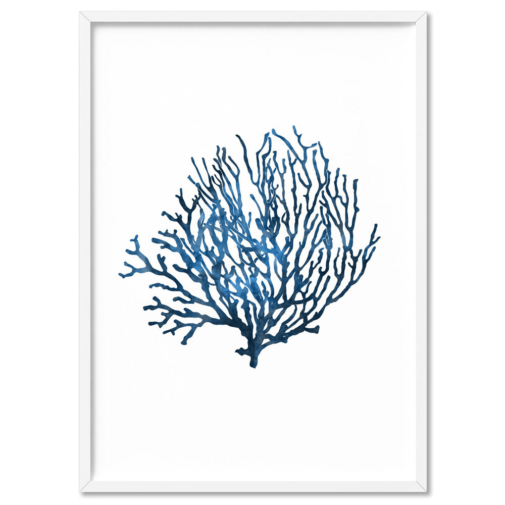 Hamptons Coral Wall Art VI. Blue Navy Watercolour. Nautical Coastal Art ...