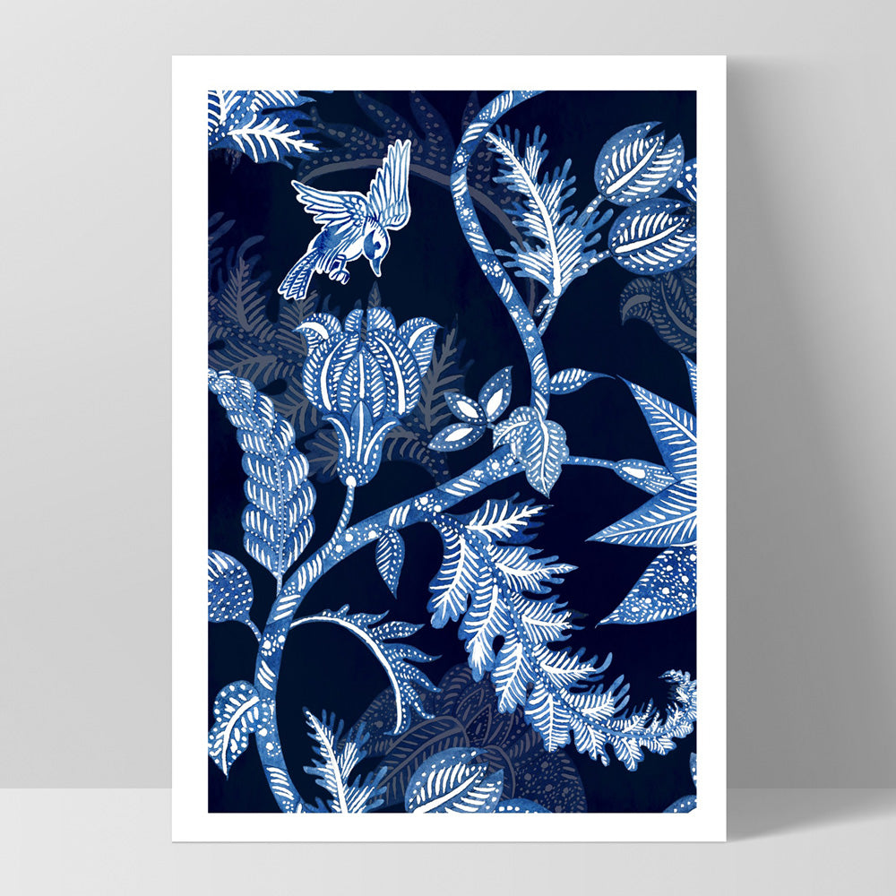 Hamptons Blue Paisley Depths  - Art Print, Poster, Stretched Canvas, or Framed Wall Art Print, shown as a stretched canvas or poster without a frame