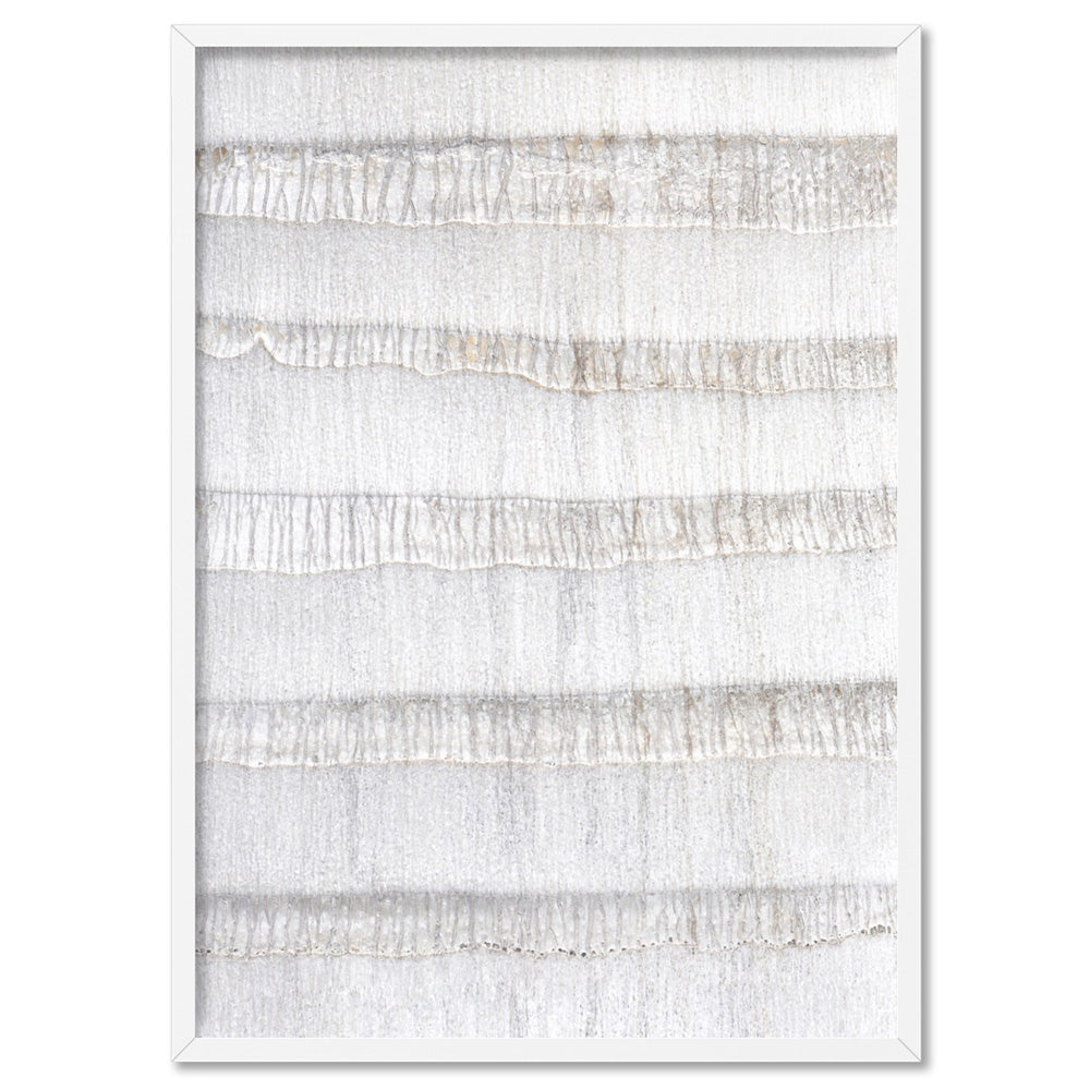 White on White Palm Tree Texture  - Art Print, Poster, Stretched Canvas, or Framed Wall Art Print, shown in a white frame