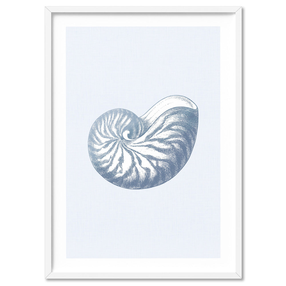 Sea Shell Poster Print. Coastal Poster. Nautilus Shell Blue – Print and ...