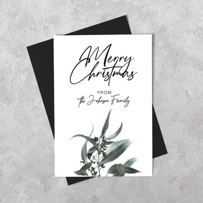 Custom Personalised Christmas Card, printed on thick card stock, with a black envelope.