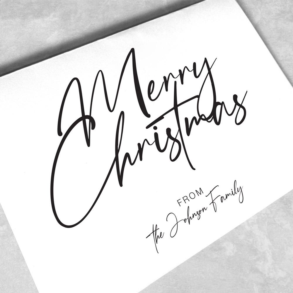 Custom Personalised Christmas Card, close up view on an angle