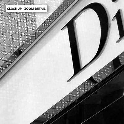 Dior Entrance B&W - Art Print, Poster, Stretched Canvas or Framed Wall Art, Close up View of Print Resolution