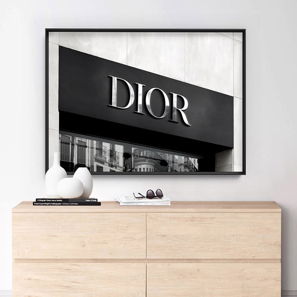 Dior Entrance Landscape B&W - Art Print, Poster, Stretched Canvas or Framed Wall Art Prints, shown framed in a room