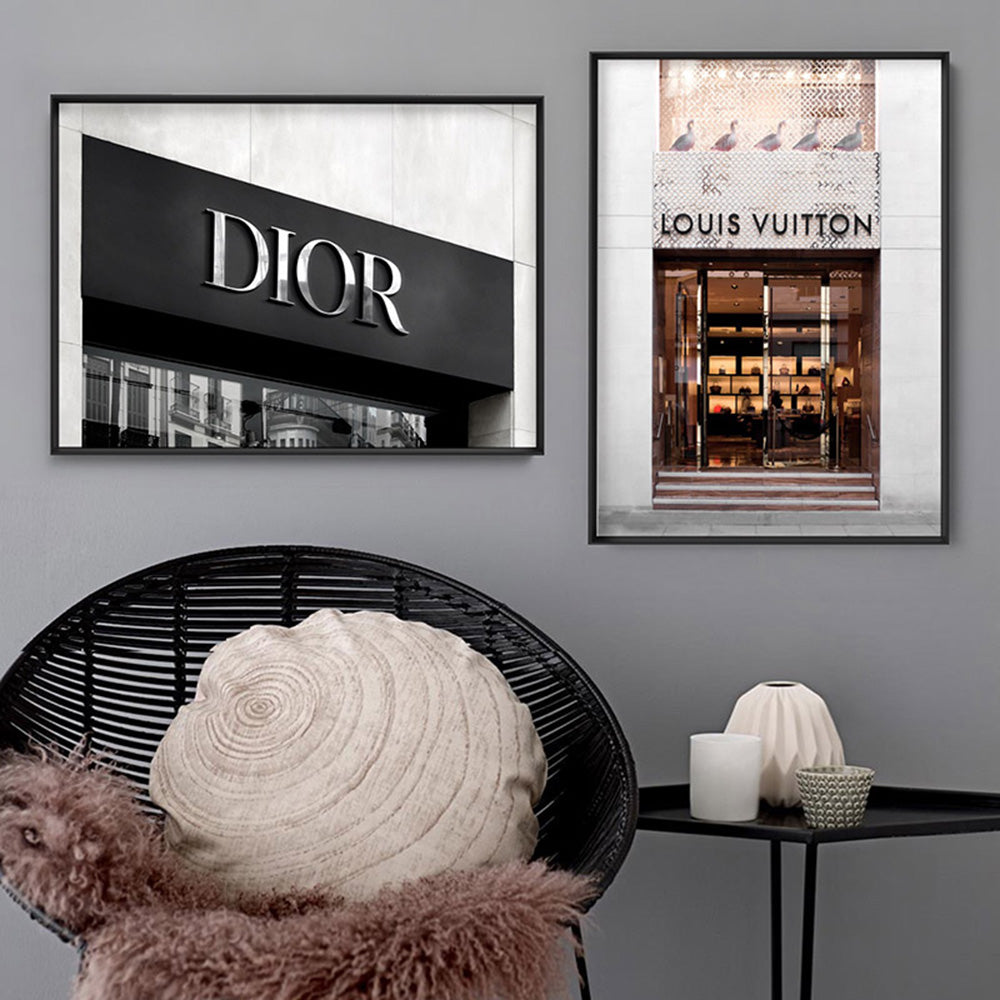 Dior Entrance Landscape B&W - Art Print, Poster, Stretched Canvas or Framed Wall Art, shown framed in a home interior space