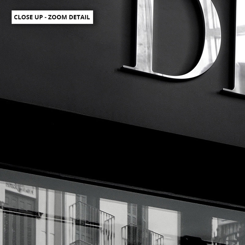 Dior Entrance Landscape B&W - Art Print, Poster, Stretched Canvas or Framed Wall Art, Close up View of Print Resolution