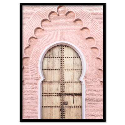 Blushing Arch Doorway Marrakech - Art Print, Poster, Stretched Canvas, or Framed Wall Art Print, shown in a black frame